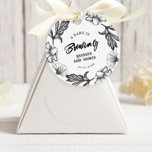 A baby is brewing Gothic Flowers tatt Baby Shower Favor Tags