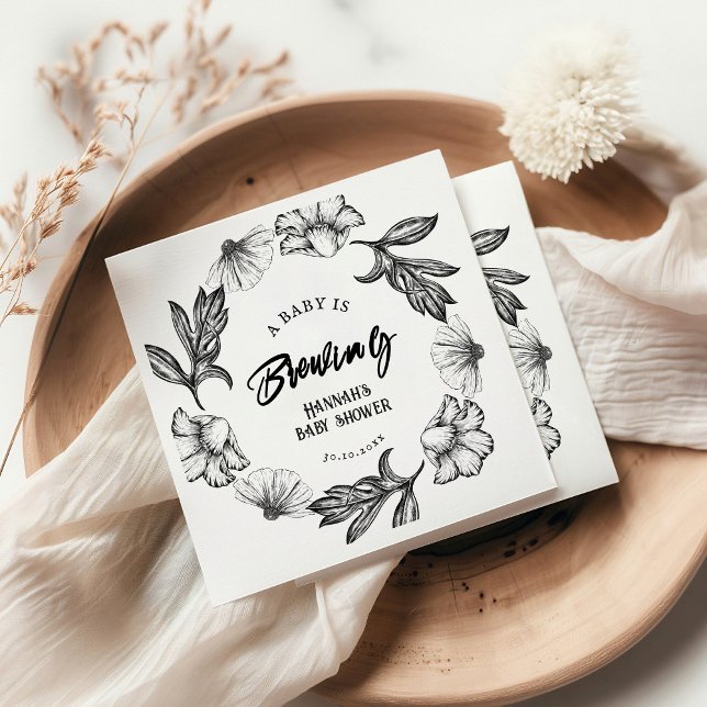 A baby is brewing Gothic Flowers tatt Baby Shower Napkins (Creator Uploaded)