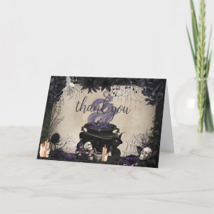 A Baby is Brewing Gothic Halloween Baby Shower Letterpress Thank You Card