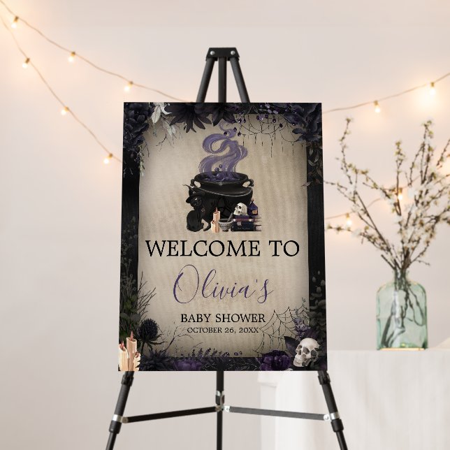 A Baby is Brewing Gothic Halloween Welcome Sign (In Situ (Stand))