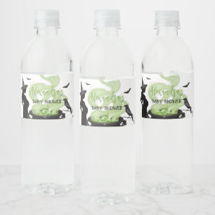 A Baby is Brewing Green Halloween Baby Sjower Water Bottle Label