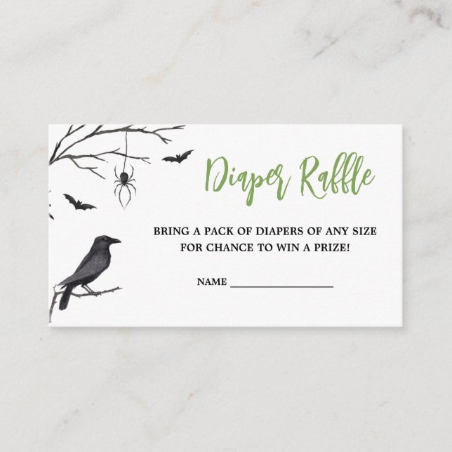 A Baby is Brewing Green Halloween Diaper Raffle Enclosure Card (Front)