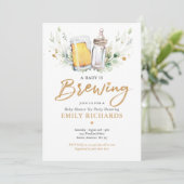 A Baby Is Brewing Greenery Beer Coed Baby Shower Invitation (Standing Front)