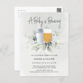 A Baby is Brewing Greenery Boy Baby Shower  Invita Postcard (Front/Back)