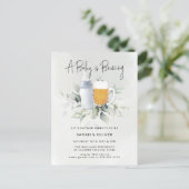 A Baby is Brewing Greenery Boy Baby Shower  Invita Postcard (Standing Front)