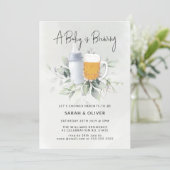 A Baby is Brewing Greenery Boy Baby Shower  Invitation (Standing Front)