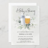 A Baby is Brewing Greenery Boy Baby Shower  Invitation (Front/Back)