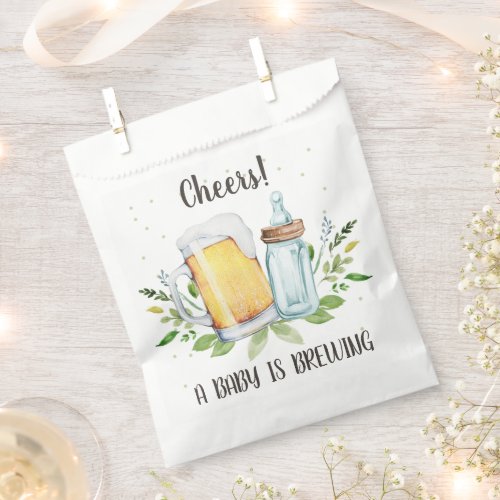 A Baby is Brewing Greenery Cheers Coed Baby Shower Favor Bag