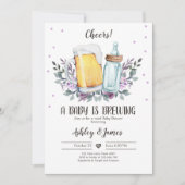A Baby is Brewing Greenery Cheers Coed Baby Shower Invitation (Front)