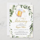 A Baby Is Brewing Greenery Coed Baby Shower Invitation (Front)