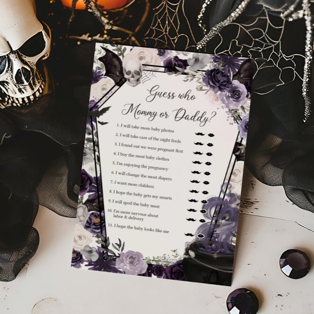 A Baby is Brewing Guess who Mommy or Daddy Game (Floral Gothic Coffin A Baby is Brewing Baby Shower Guess Who Mommy or Daddy Game)