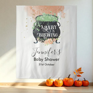 a baby is brewing Halloween Baby Shower Backdrop