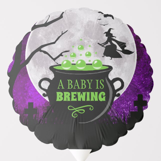 A Baby Is Brewing Halloween Baby Shower Balloon (Front)