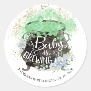 A Baby Is Brewing Halloween Baby Shower Classic R Round Sticker