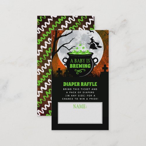 A Baby Is Brewing Halloween Baby Shower Diaper Enclosure Card