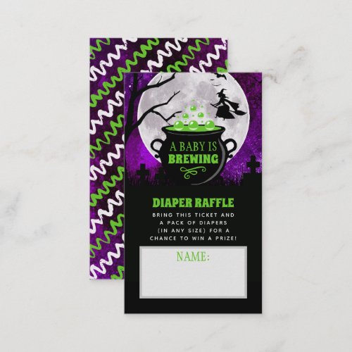 A Baby Is Brewing Halloween Baby Shower Diaper Enclosure Card