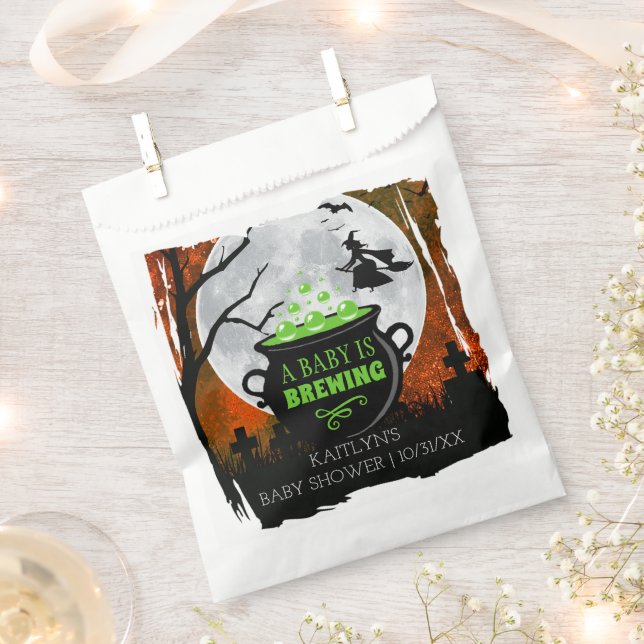 A Baby Is Brewing Halloween Baby Shower Favor Bag (Clipped)