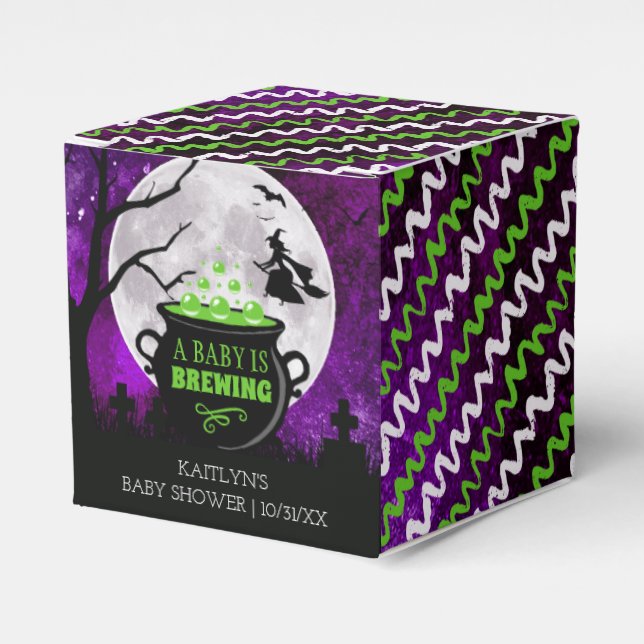 A Baby Is Brewing Halloween Baby Shower Favor Boxes (Front Side)