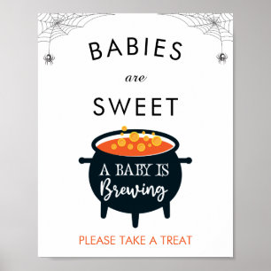A Baby Is Brewing Halloween Baby Shower Favor Post Poster