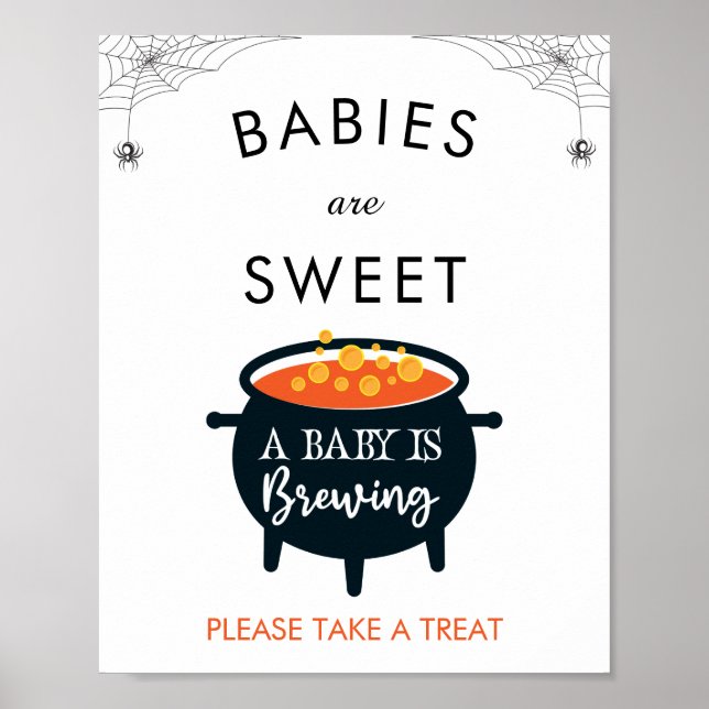 A Baby Is Brewing Halloween Baby Shower Favor Post Poster (Front)
