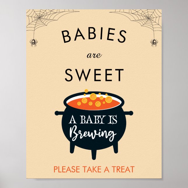 A Baby Is Brewing Halloween Baby Shower Favor Post Poster (Front)