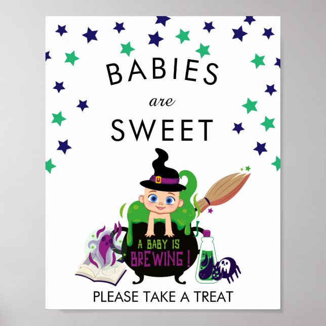 A Baby Is Brewing Halloween Baby Shower Favor Poster (Front)