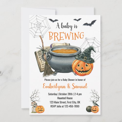 A Baby is Brewing Halloween Baby Shower Invitation