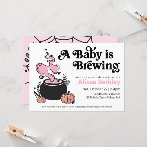 A Baby Is Brewing Halloween Baby Shower Invitation