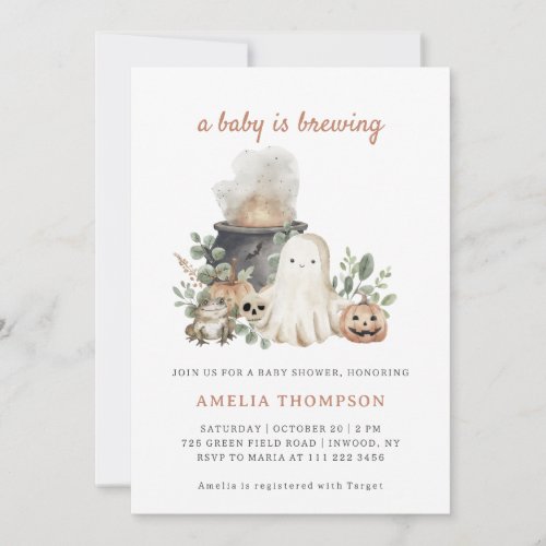 A Baby is Brewing Halloween Baby Shower Invitation