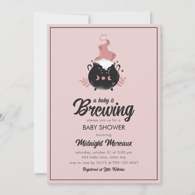A Baby Is Brewing Halloween Baby Shower Invitation (Front)