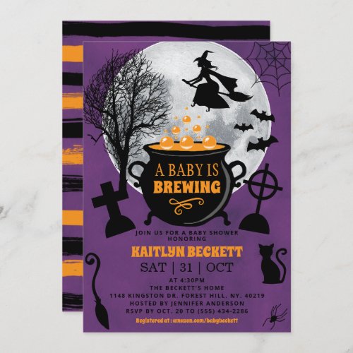 A Baby Is Brewing Halloween Baby Shower Invitation