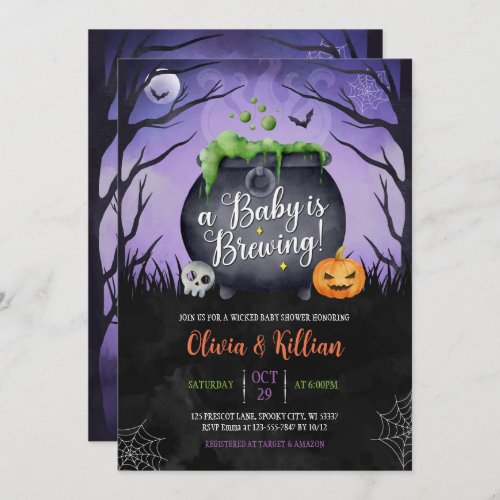 A Baby is Brewing Halloween Baby Shower Invitation