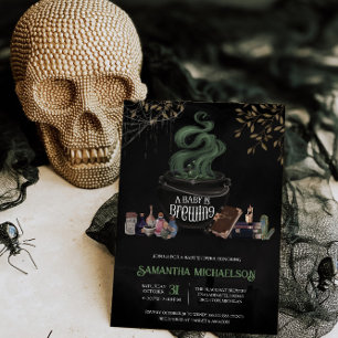 A Baby is Brewing Halloween Baby Shower Invitation