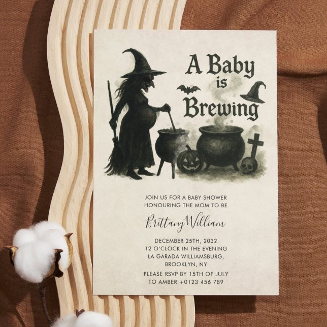 A Baby Is Brewing Halloween Baby Shower Invitation (Creator Uploaded)