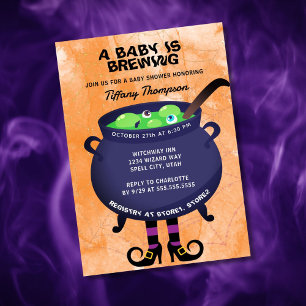 A Baby is Brewing Halloween Baby Shower Invitation