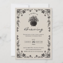 A Baby Is Brewing Halloween Baby Shower Invitation