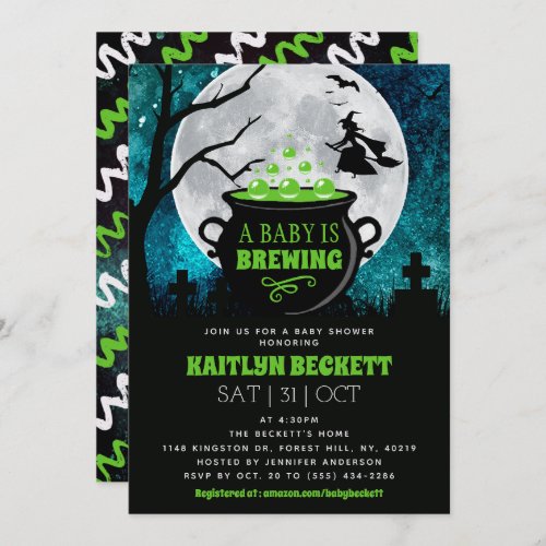 A Baby Is Brewing Halloween Baby Shower Invitation