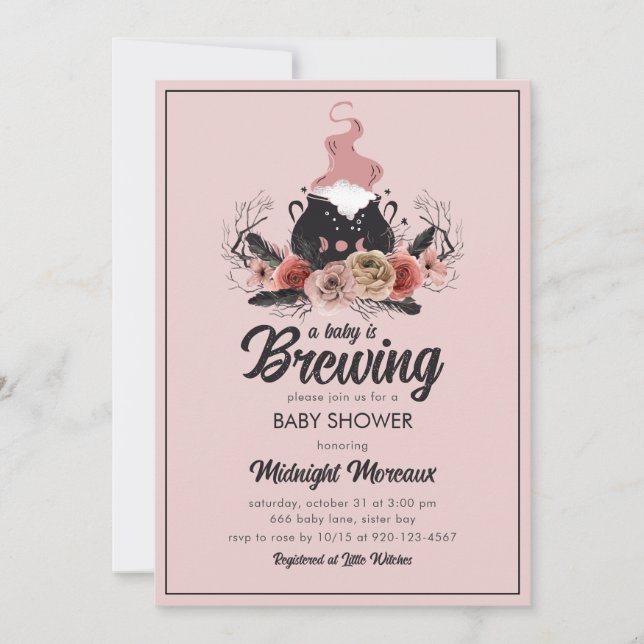 A Baby Is Brewing Halloween Baby Shower Invitation (Front)