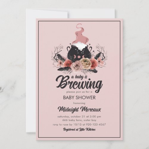 A Baby Is Brewing Halloween Baby Shower Invitation