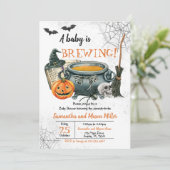 A Baby is Brewing Halloween Baby Shower  Invitation (Standing Front)
