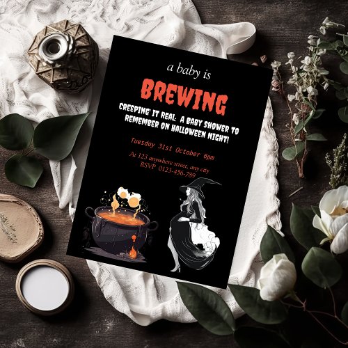  A Baby is Brewing Halloween Baby Shower Invite