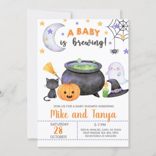 A baby is brewing Halloween baby shower invite Invitation