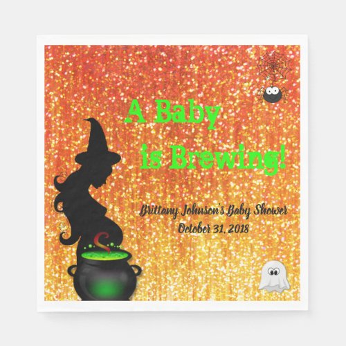 A Baby is Brewing Halloween Baby Shower Napkin