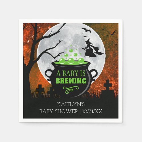 A Baby Is Brewing Halloween Baby Shower Napkins