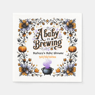 A Baby is Brewing Halloween Baby Shower Napkins