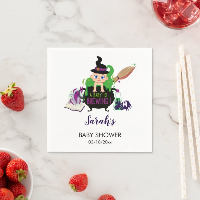 A Baby Is Brewing Halloween Baby Shower  Napkins (Insitu)