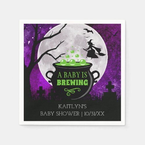 A Baby Is Brewing Halloween Baby Shower Napkins