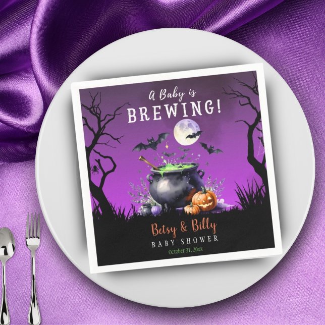 A Baby Is Brewing Halloween Baby Shower Napkins (Creator Uploaded)