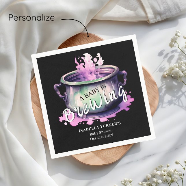 A Baby is Brewing | Halloween Baby Shower Napkins (Creator Uploaded)