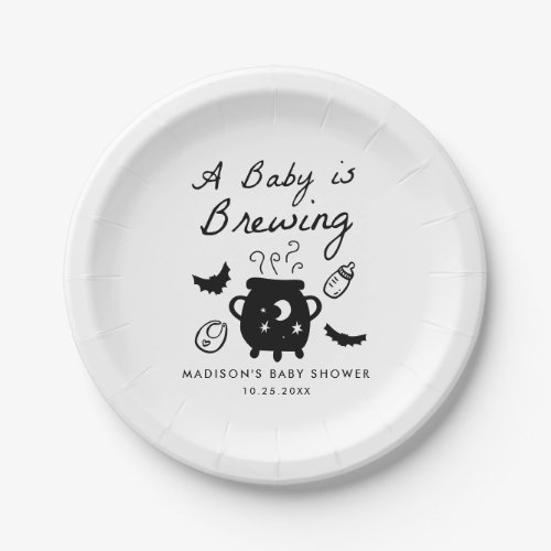 A Baby is Brewing Halloween Baby Shower Paper Plates